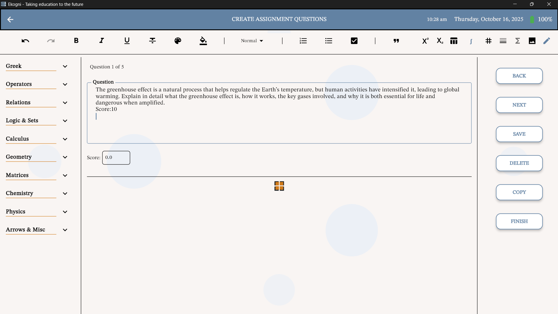 Create Essay Questions