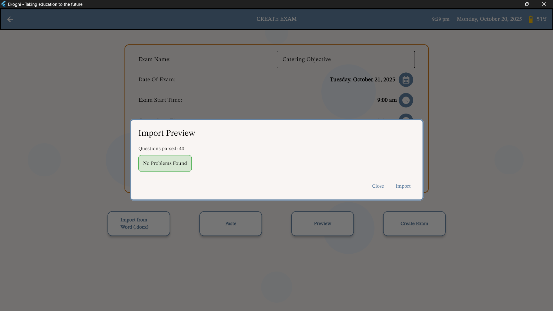 Import from word document