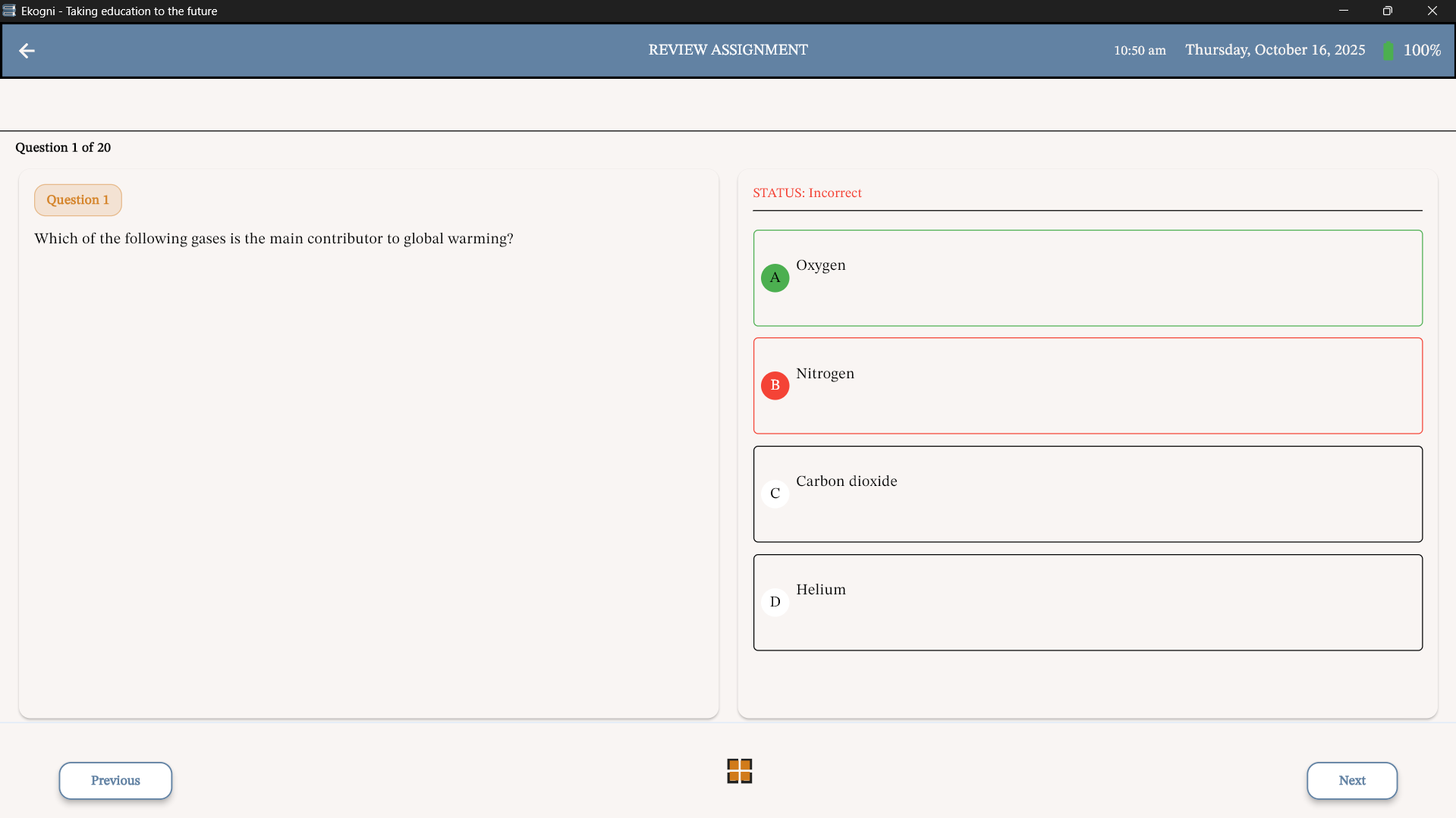 Review Assignment Page