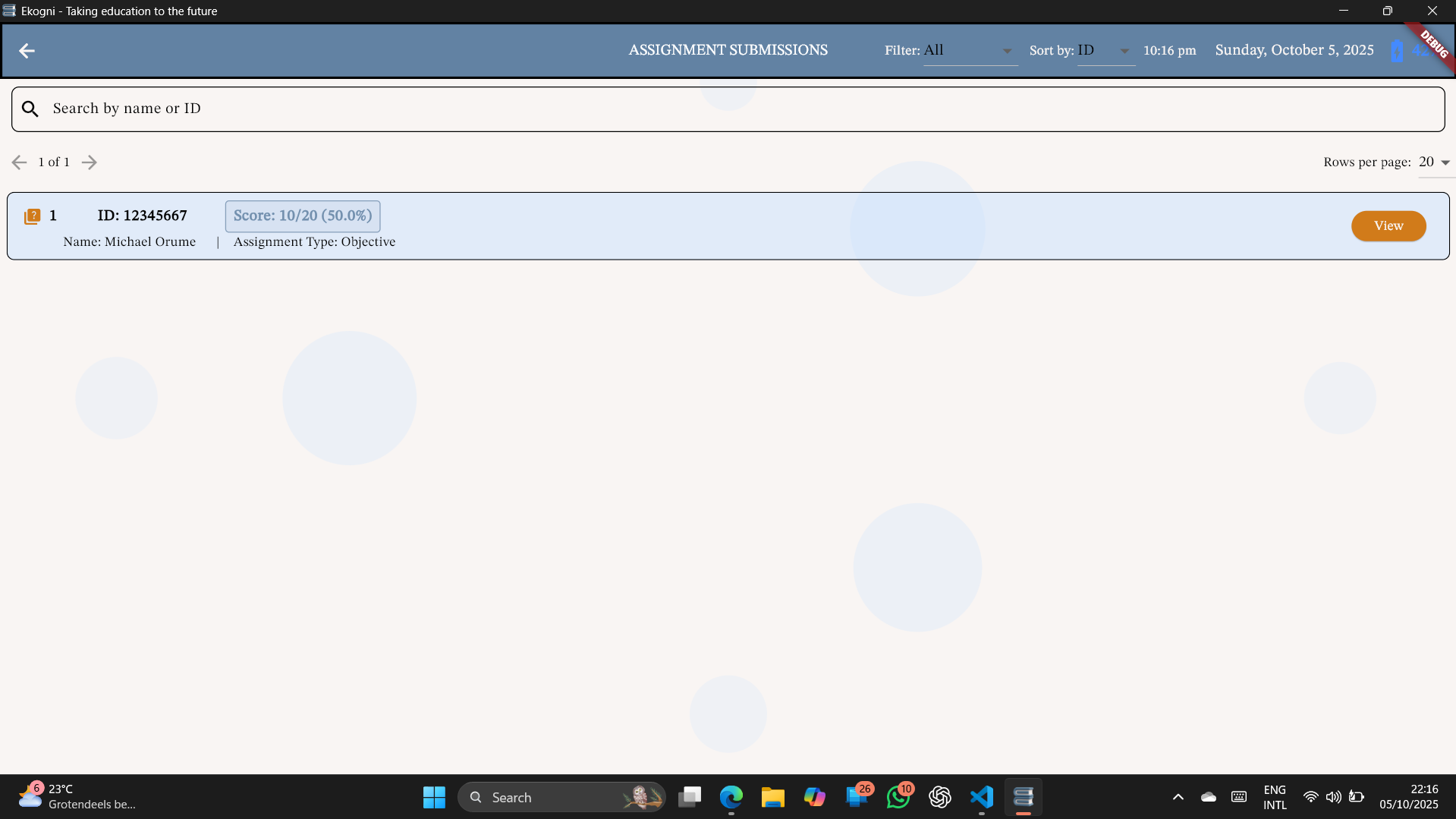 Viewing assignment submissions